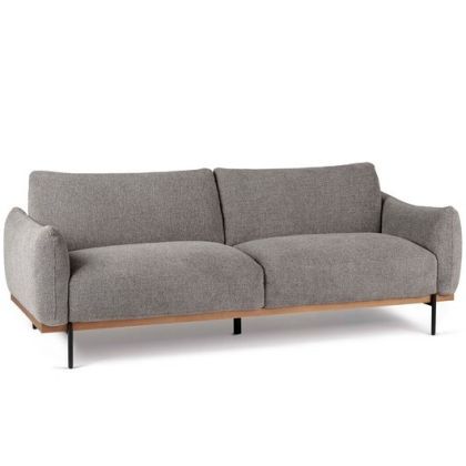 Sofá Lyon 3 Plazas Gris Madera Mindi Salón, 225 Cm