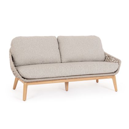 Sofá 2-3 Plazas Cuerda Beige Madera Teca, 168 Cm