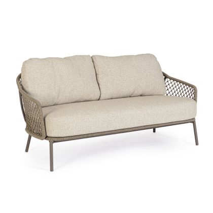 Sofá 2-3 Plazas Cuerda Marrón Acero, 164 Cm