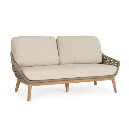 Sofá 2-3 Plazas Cuerda Marrón Madera Teca, 168 Cm