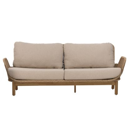 Sofá 2'5 Plazas Tejido Beige Ratán Sintético, 202 Cm