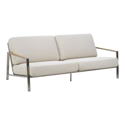 Sofá 2'5 Plazas Tela Beige Acero Inoxidable, 193 Cm