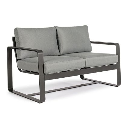 Sofá 2 Plazas Aluminio Gris Antracita, 134 Cm