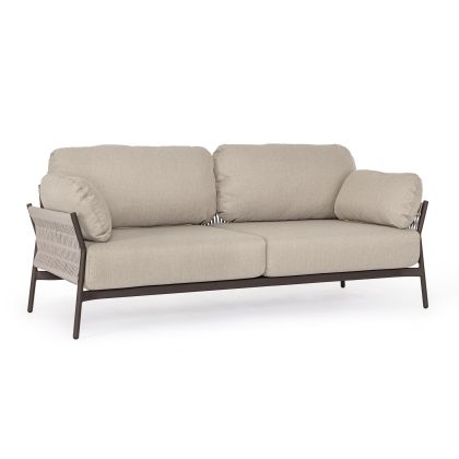 Sofá 2 Plazas Cuerda Beige Aluminio Color Topo, 183 Cm