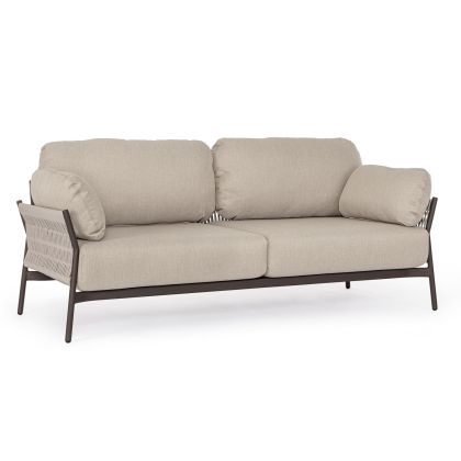 Sofá 2 Plazas Cuerda Beige Aluminio Color Topo, 183 Cm