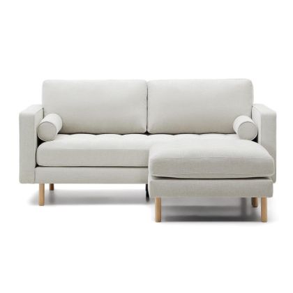 Sofá Debra 2 Plazas Reposapies Chenilla Acabado Perla Madera Haya, 182 Cm
