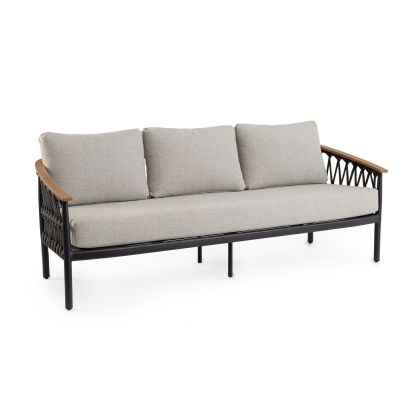 Sofá 3 Plazas Cuerda Aluminio Gris Antracita, 205 Cm