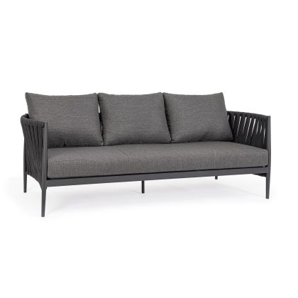 Sofá 3 Plazas Cuerda Aluminio Gris Antracita, 231 Cm