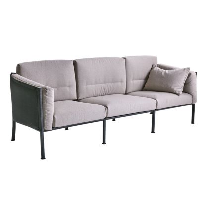 Sofá 3 Plazas Tapizado Beige Metal Negro, 220 Cm