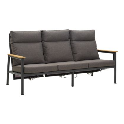 Sofá 3 Plazas Tejido Gris Aluminio Gris Antracita, 199 Cm