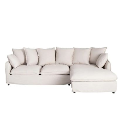 Sofá Chaise Longue Tapizado Beige, 252 X 158 X 84 Cm