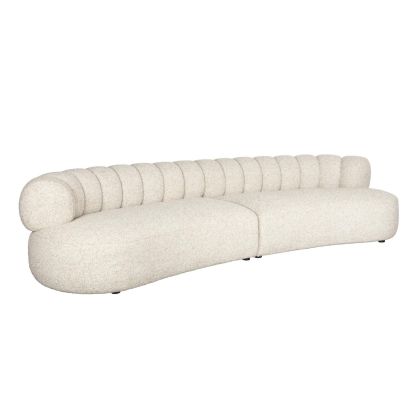 Sofá de 4,5 plazas en madera de eucalipto tapizado beige 310 cm