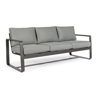 Sofá Exterior 3 Plazas Aluminio Gris Antracita, 194 Cm