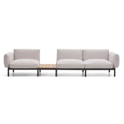 Sofá Modular Exterior Sorells Beige con Mesa Teca