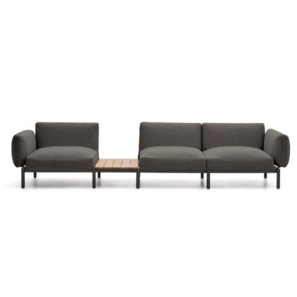 Sofá Modular Exterior Sorells Gris con Mesa Teca