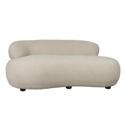 Sofá moderno 3 plazas en DM tapizado en tejido beige tacto suave.