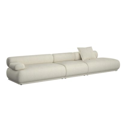 Sofá lado izquierdo en madera tapizada beige con 4,5 plazas 455 cm
