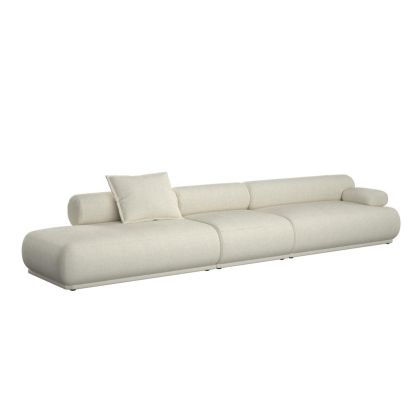 Sofá modular derecho en madera tapizada beige con 4,5 plazas 455 cm