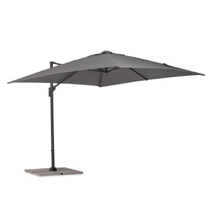 Sombrilla Tela Gris Oscuro/Aluminio Gris Antracita, 3 x 3