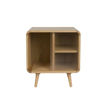 Mesa auxiliar nórdica en madera de fresno natural.