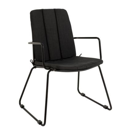 Silla Moderna Acero Inox Negro Cojines