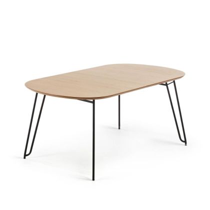Mesa Comedor Extensible Roble Acero Negro, 120/200 cm