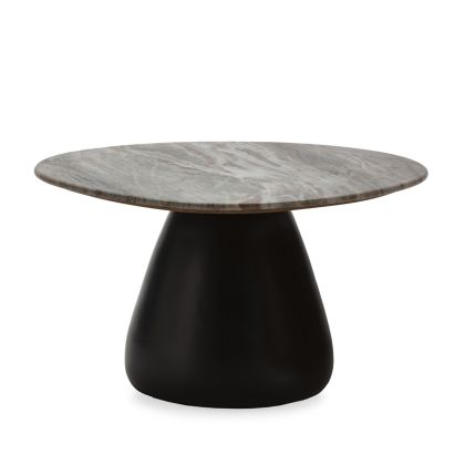 Mesa de Centro Mármol/Madera de Mango, Gris/Negro, 76,2 Cm.