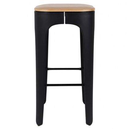 Taburete Up-High Estilo Nórdico Madera Fresno Acero Negro, 35 Cm