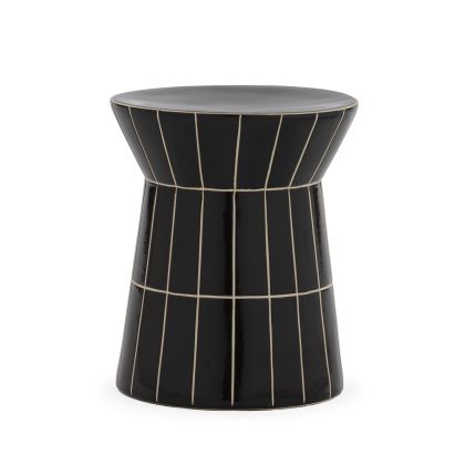 Taburete en cerámica negro.