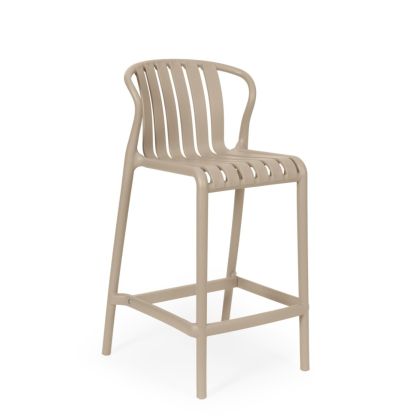 Taburete alto en polipropileno beige.