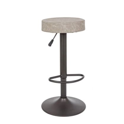 Taburete Alto Símil Piel Gris Claro Acero, 35 Cm