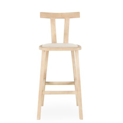 High Stool Fabric Elm Wood, 45 Cm