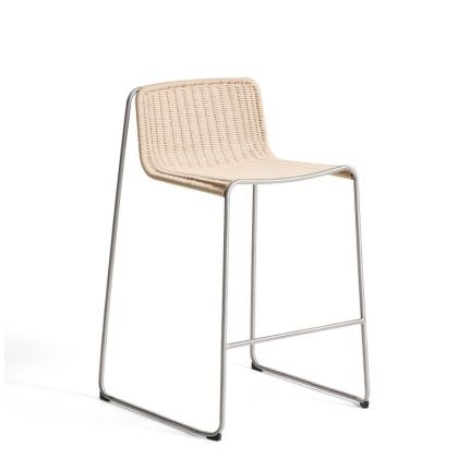 Taburete Apilable Cuerda Beige Acero, 60 cm