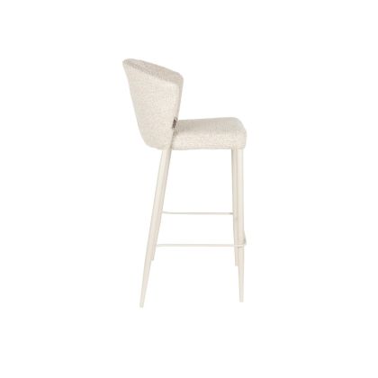 Taburete de bar en madera tapizada beige y metal 53,5 cm