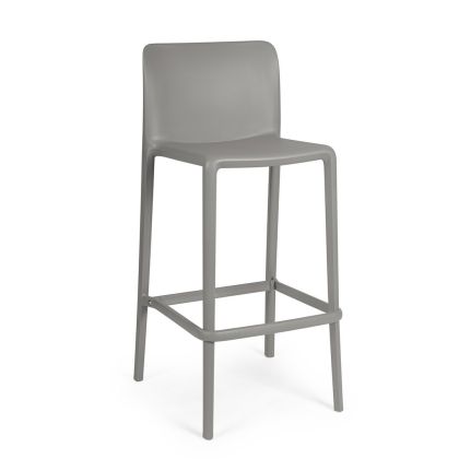 Taburete alto en polipropileno gris.