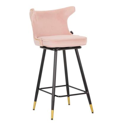 Pink Velvet Bar Stool 46x53x105 Cm