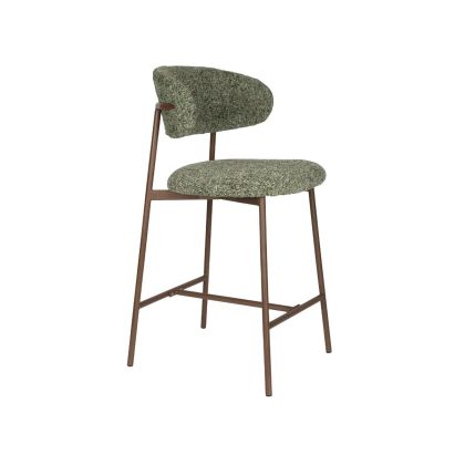 Taburete Claes Tejido Verde Metal Efecto Madera, 51 cm