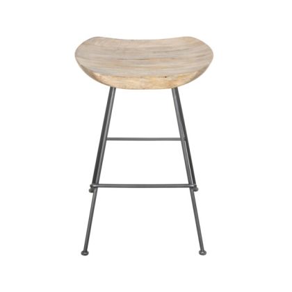 Taburete Alto Madera Mango Metal, 44 Cm