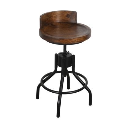 Taburete Elevable Indus Madera Mango Oscurecida Metal, 35 Cm