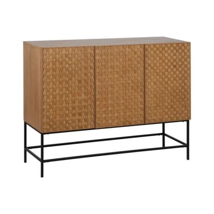 Aparador nórdico en madera de fresno natural y metal negro.