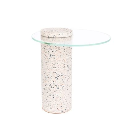 Mesa auxiliar Terrazo Blanco Cristal, 40 Cm