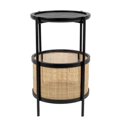 Mesa Auxiliar Makoto Negro Ratán, 30 Cm