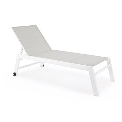 Tumbona Alta Reclinable Con Ruedas Patas Aluminio Blanco, 65 Cm