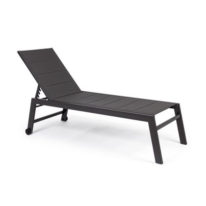 Tumbona Alta Reclinable Con Ruedas Patas Aluminio Gris Antracita, 65 Cm
