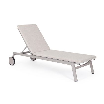 Tumbona con Cojines Patas Aluminio Gris con Ruedas, 70 Cm