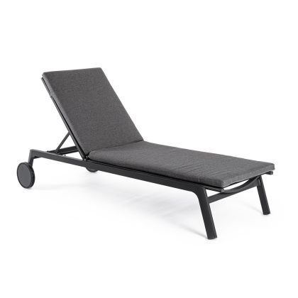 Tumbona con Cojines Patas Aluminio Gris Antracita con Ruedas, 70 Cm