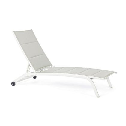 Tumbona Con Ruedas Exterior Cleopas Estilo Moderno Aluminio Blanco, 61 Cm