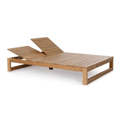Tumbona Doble Reclinable Madera Teca, 110 Cm