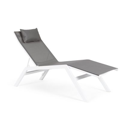 Tumbona Reclinable Con Cojín Aluminio Blanco, 65'5 Cm