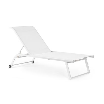 Tumbona Reclinable Con Ruedas Aluminio Blanco, 70 Cm